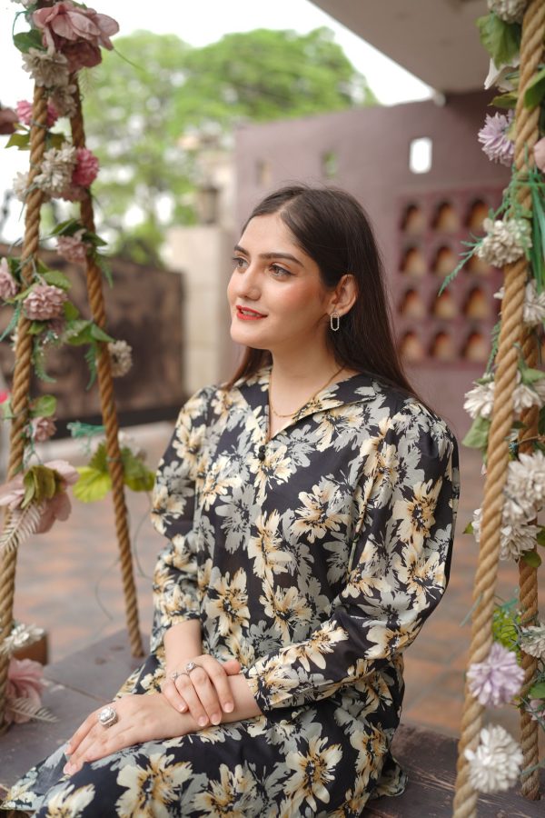 Lawn-Black Flowered Bliss Coord Set - Image 7