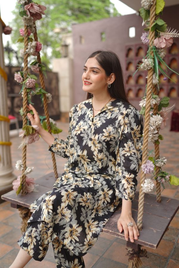 Lawn-Black Flowered Bliss Coord Set - Image 8