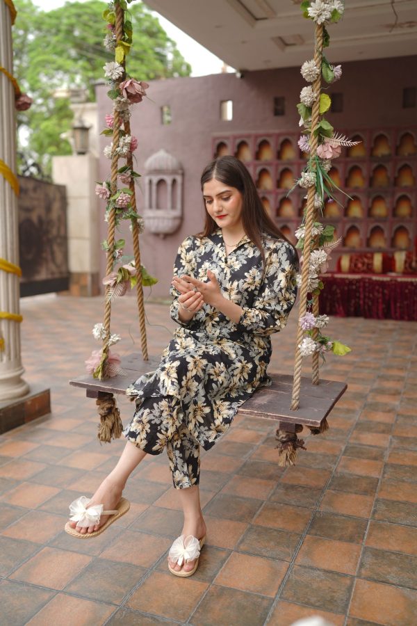 Lawn-Black Flowered Bliss Coord Set - Image 6