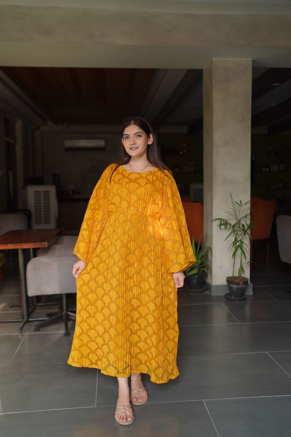 Mustard Yellow crushed LongDress