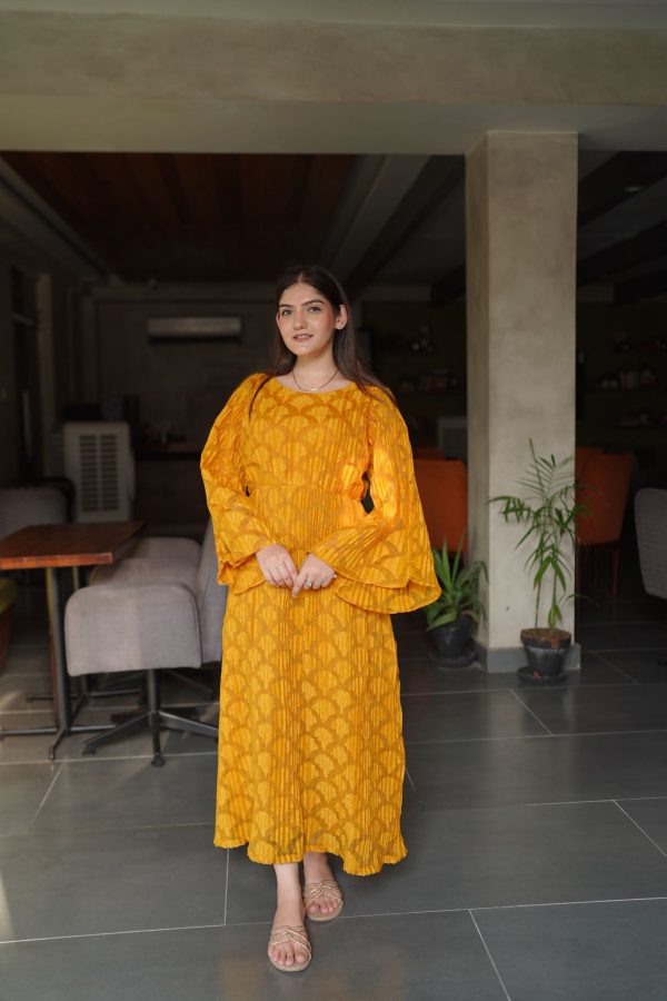 Mustard Yellow crushed LongDress - Image 4