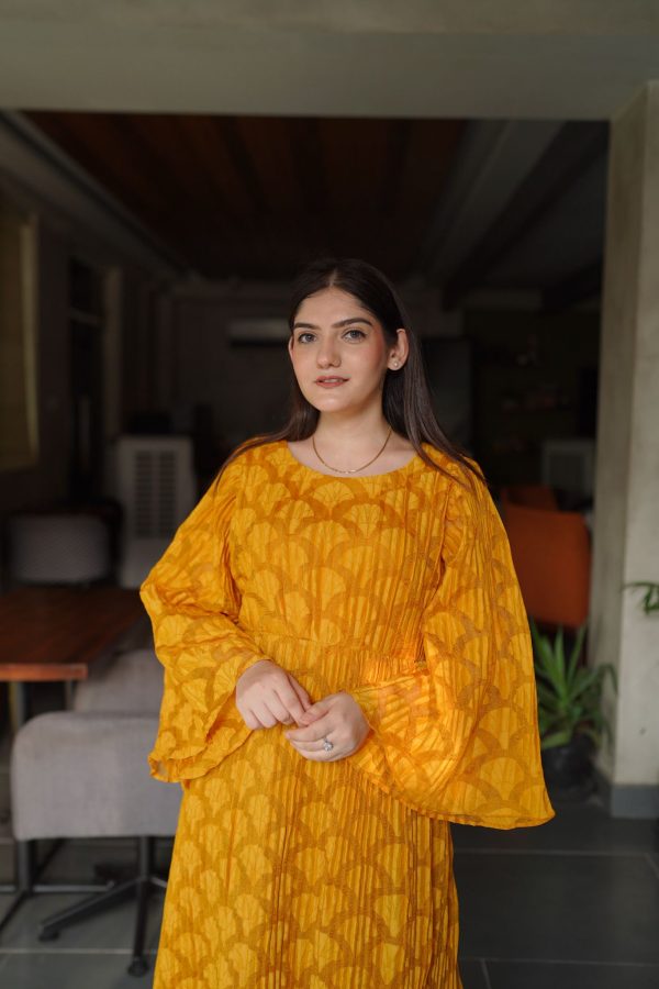 Mustard Yellow crushed LongDress - Image 3