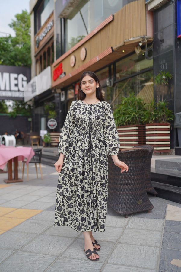 Lawn-Vyna Black and White Dress