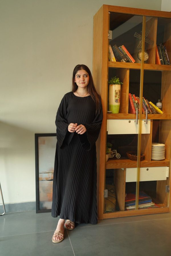 Black Crushed Solid Dress - Image 5