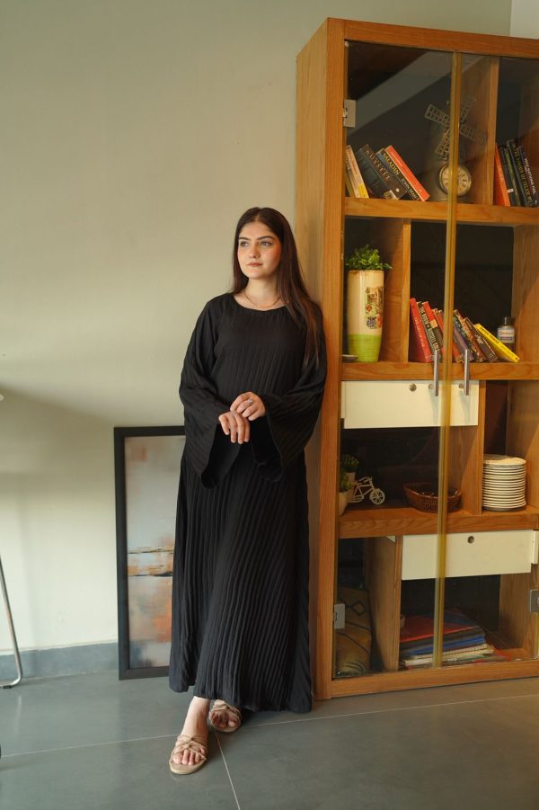 Black Crushed Solid Dress - Image 4