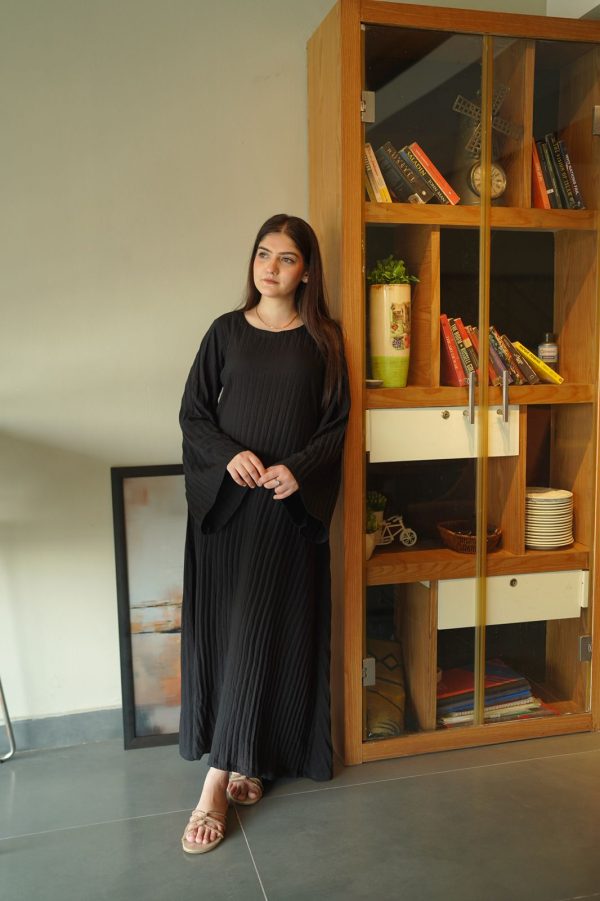 Black Crushed Solid Dress - Image 3