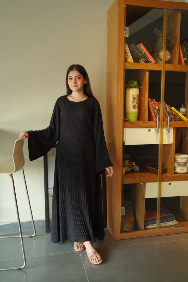 Black Crushed Solid Dress