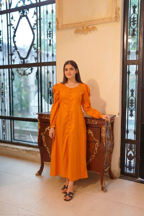 Cotton Lawn Mustard Solid Dress