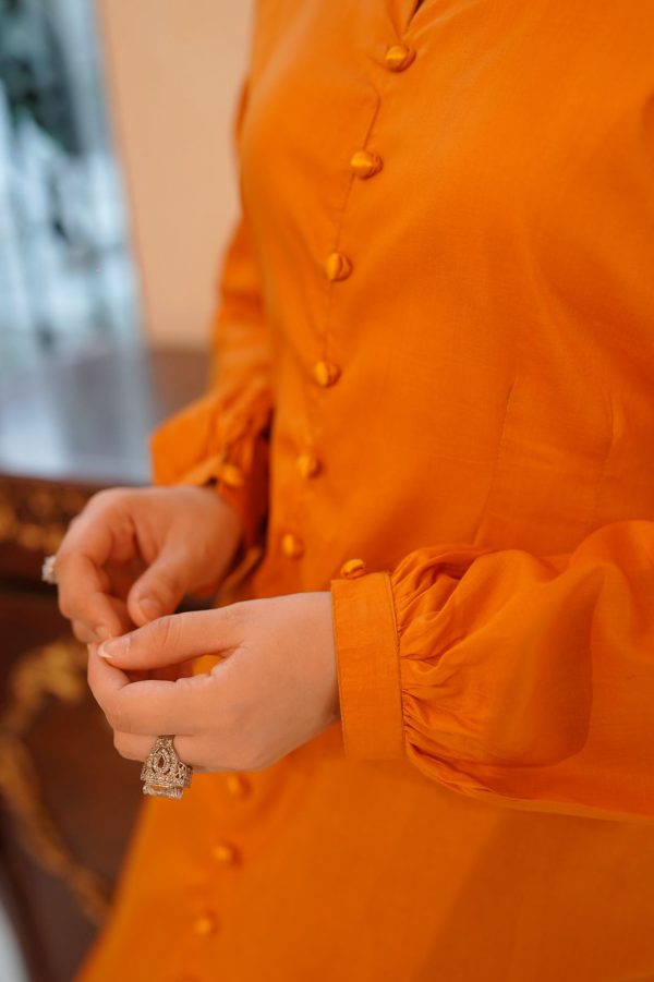 Cotton Lawn Mustard Solid Dress - Image 9
