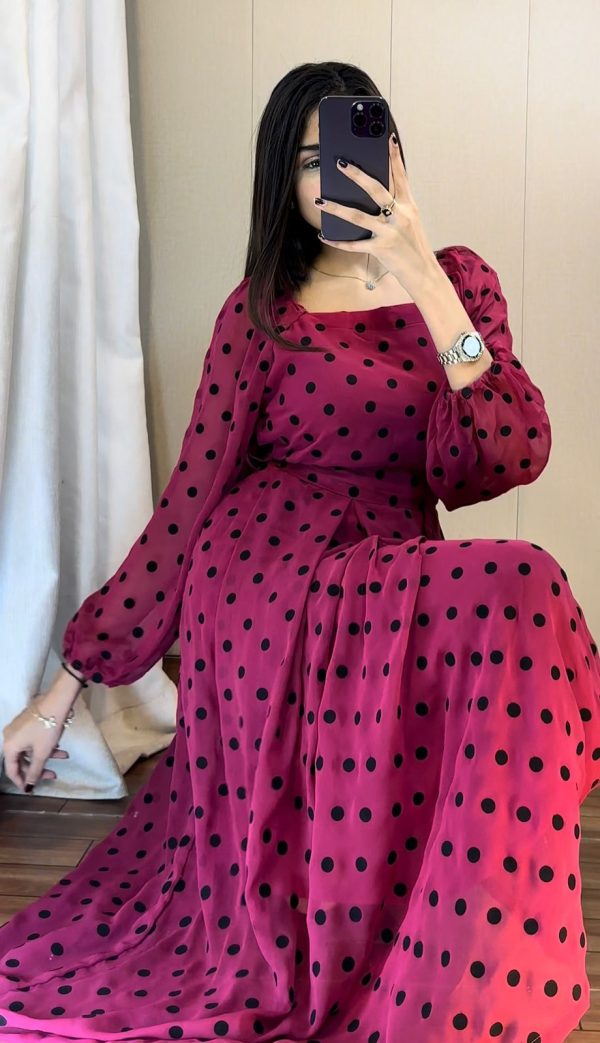 Chiffon-Pink Black Polka Dots - Image 8