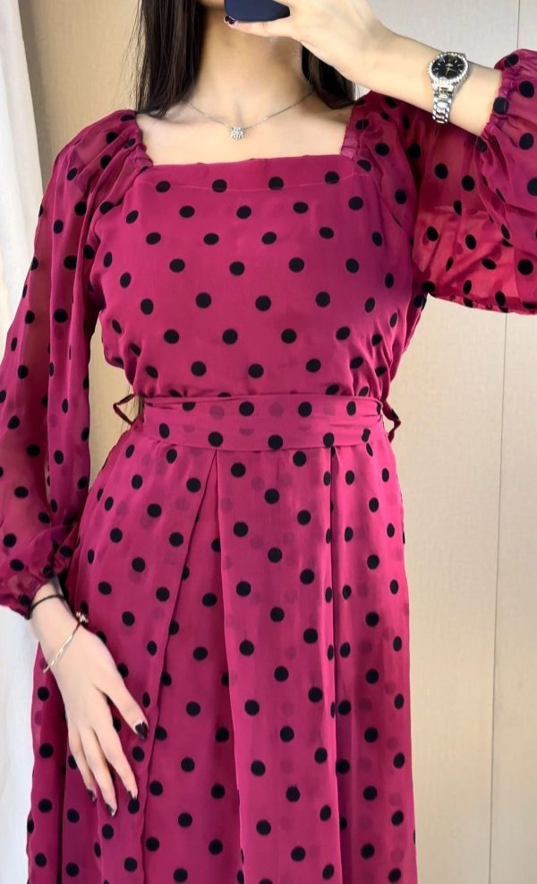 Chiffon-Pink Black Polka Dots - Image 9