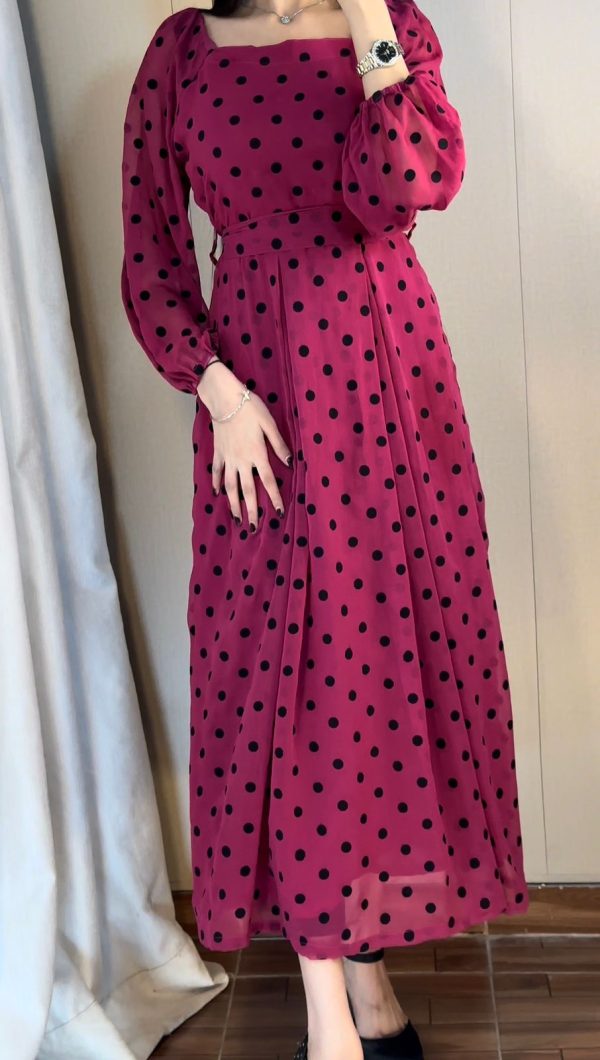 Chiffon-Pink Black Polka Dots - Image 7