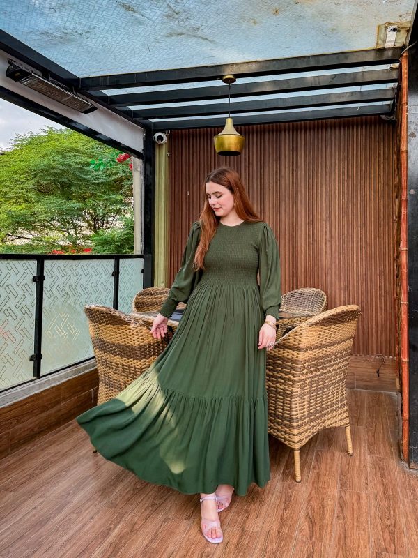 Fern Green Smocked Dress