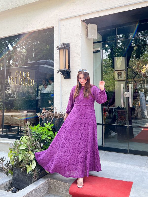 Muave Purple Net Dress - Image 3