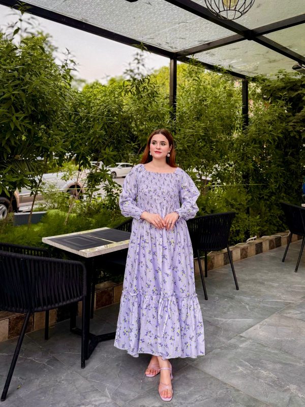 Lilac Floral Smocked Dress - Image 10