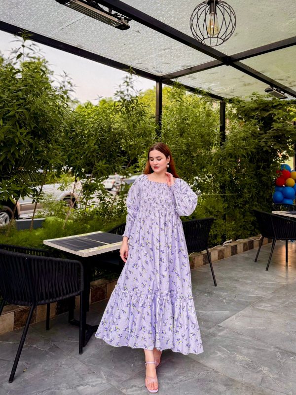 Lilac Floral Smocked Dress - Image 9
