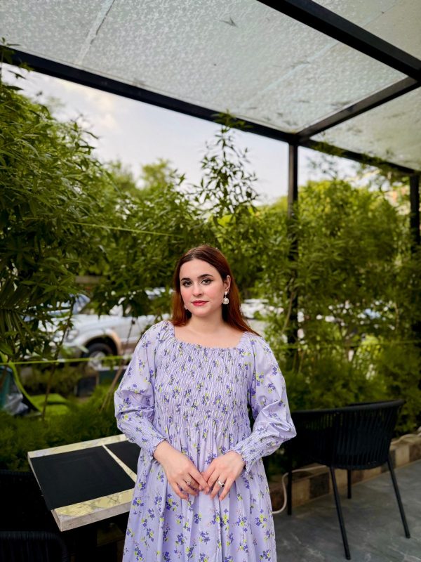 Lilac Floral Smocked Dress - Image 8