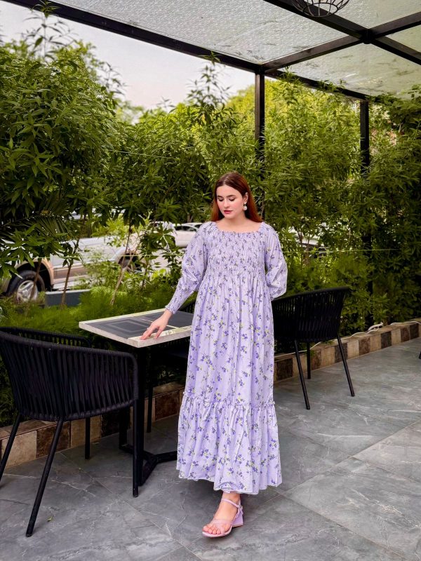Lilac Floral Smocked Dress - Image 6