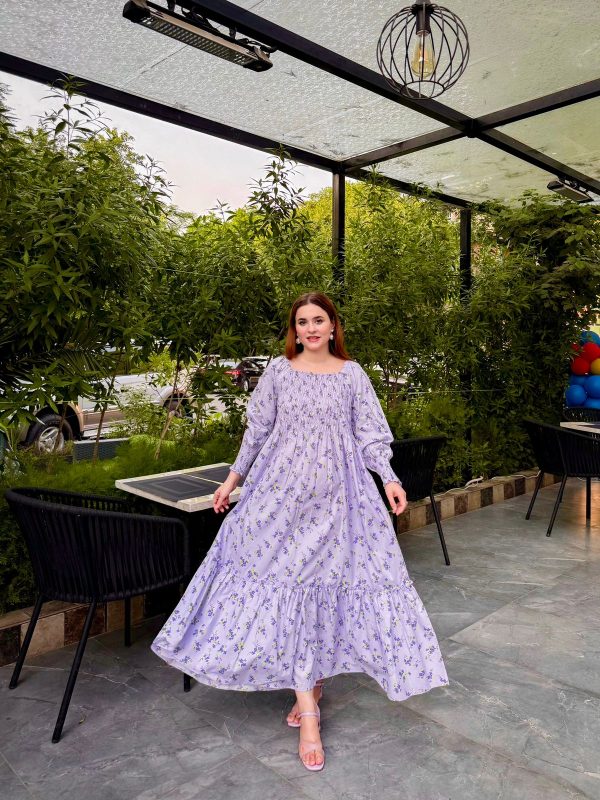 Lilac Floral Smocked Dress - Image 11