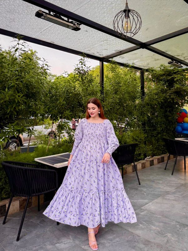 Lilac Floral Smocked Dress - Image 4