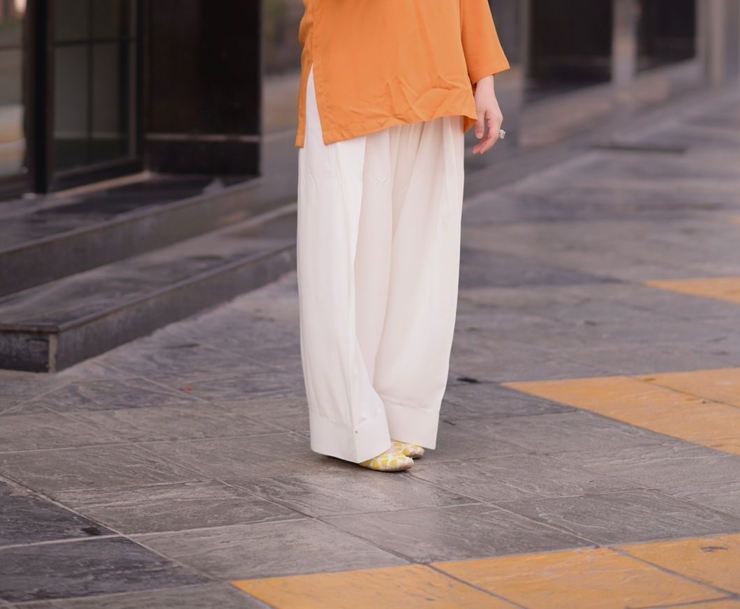 Mustard Yellow and White Farshi Set