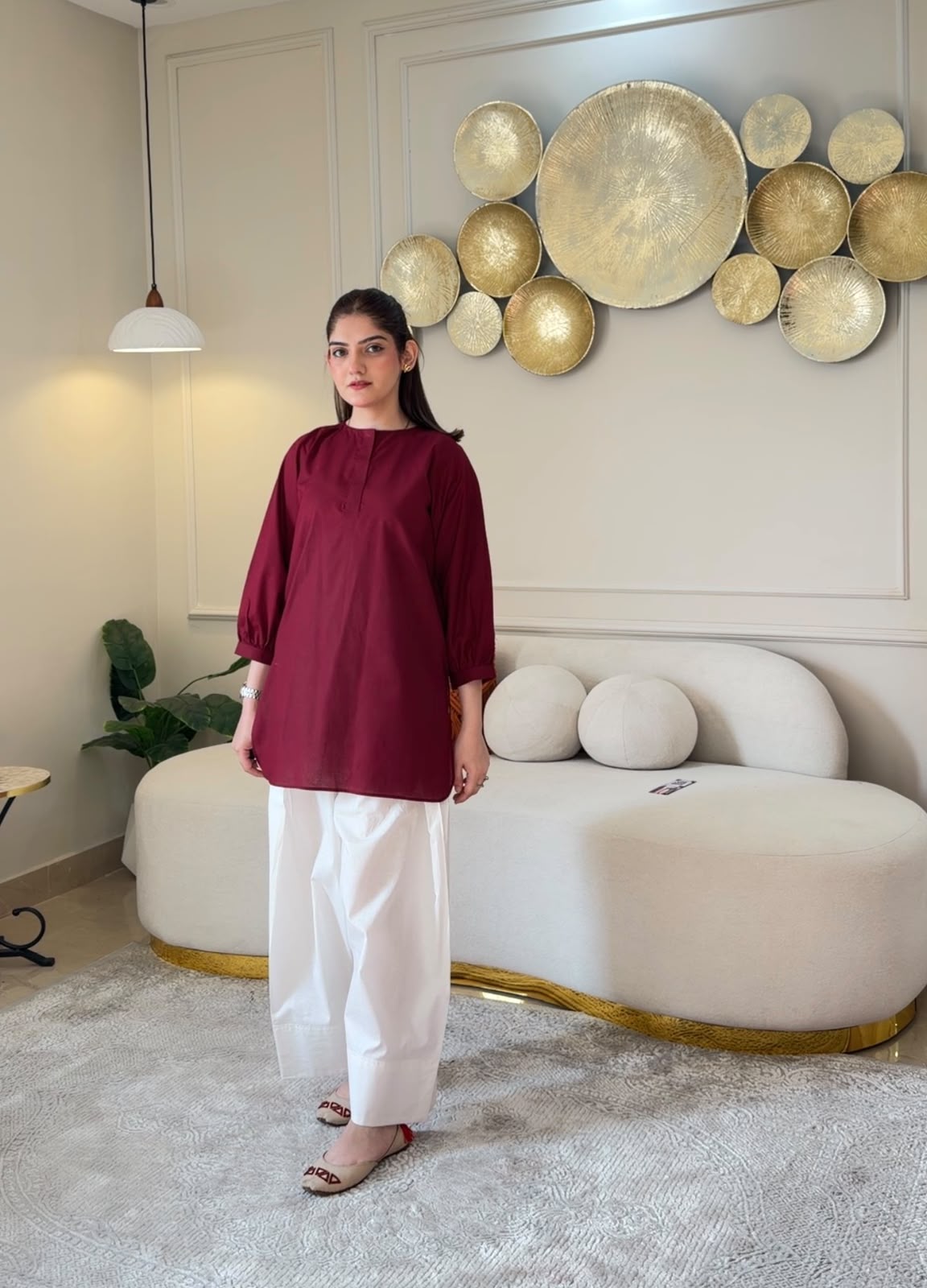 Cotton Lawn Maroon Shirt