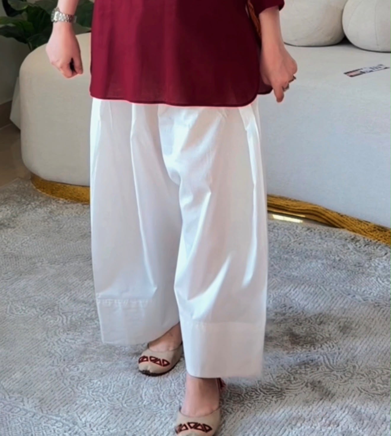 Cotton Lawn White Shalwar