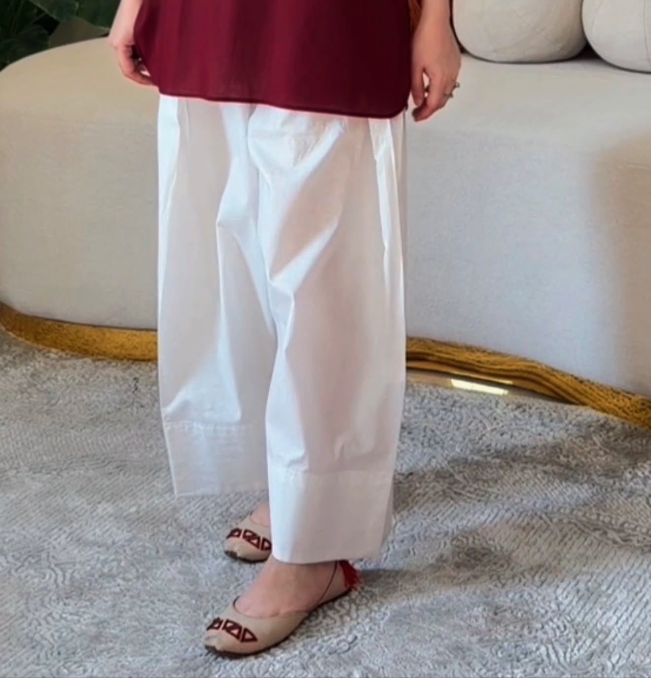 Cotton Lawn White Shalwar - Image 5