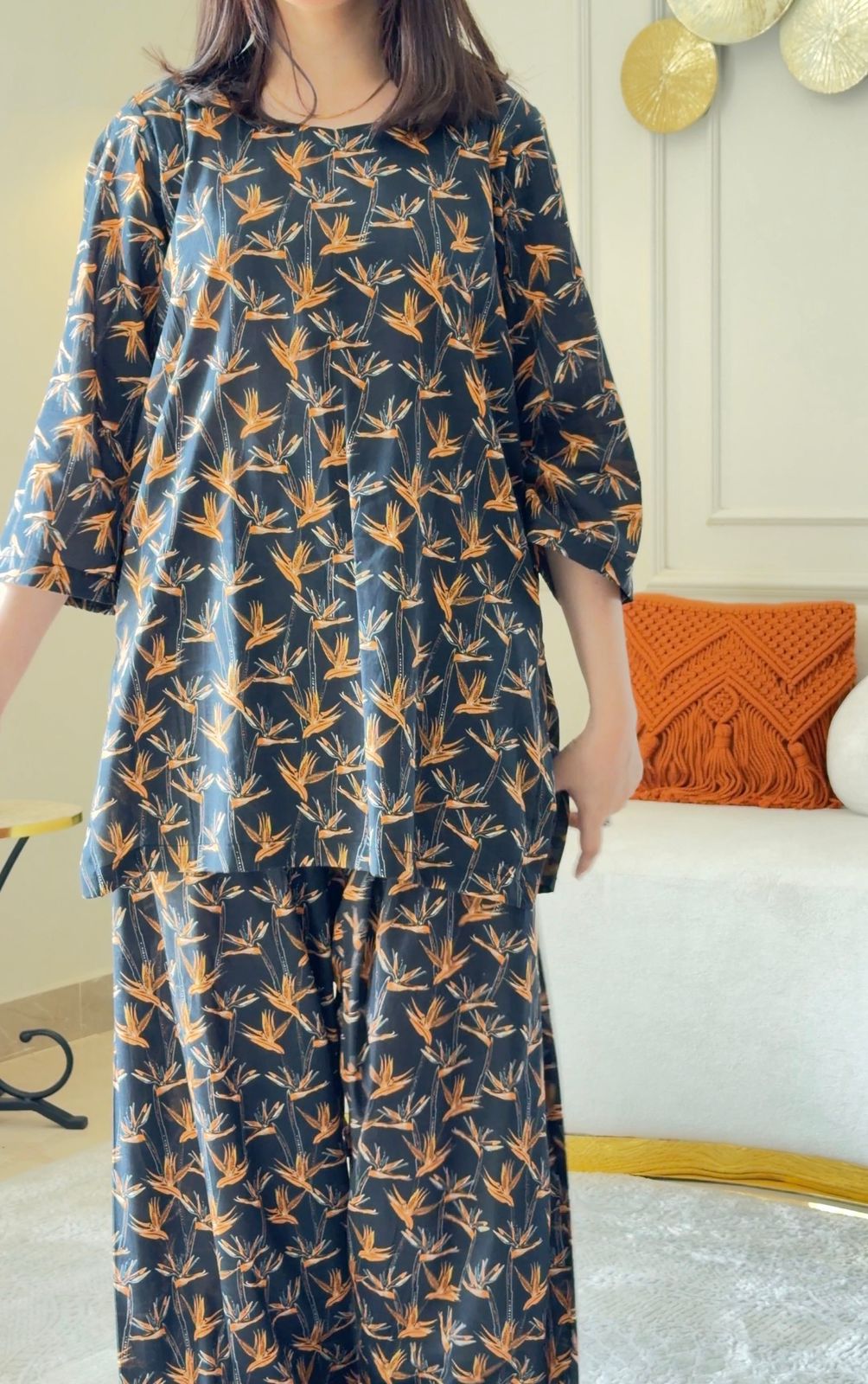 Lawn-Black Mustard Floral Farshi Shalwar Kameez - Image 3