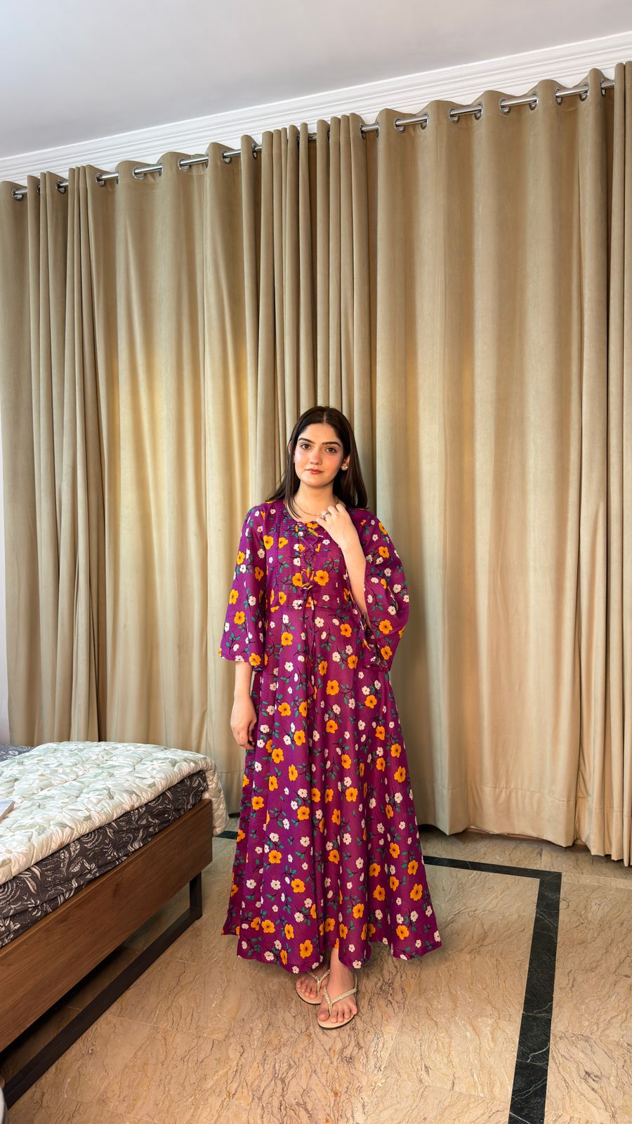 LAWN-Deep Purple Floral Dress - Image 8