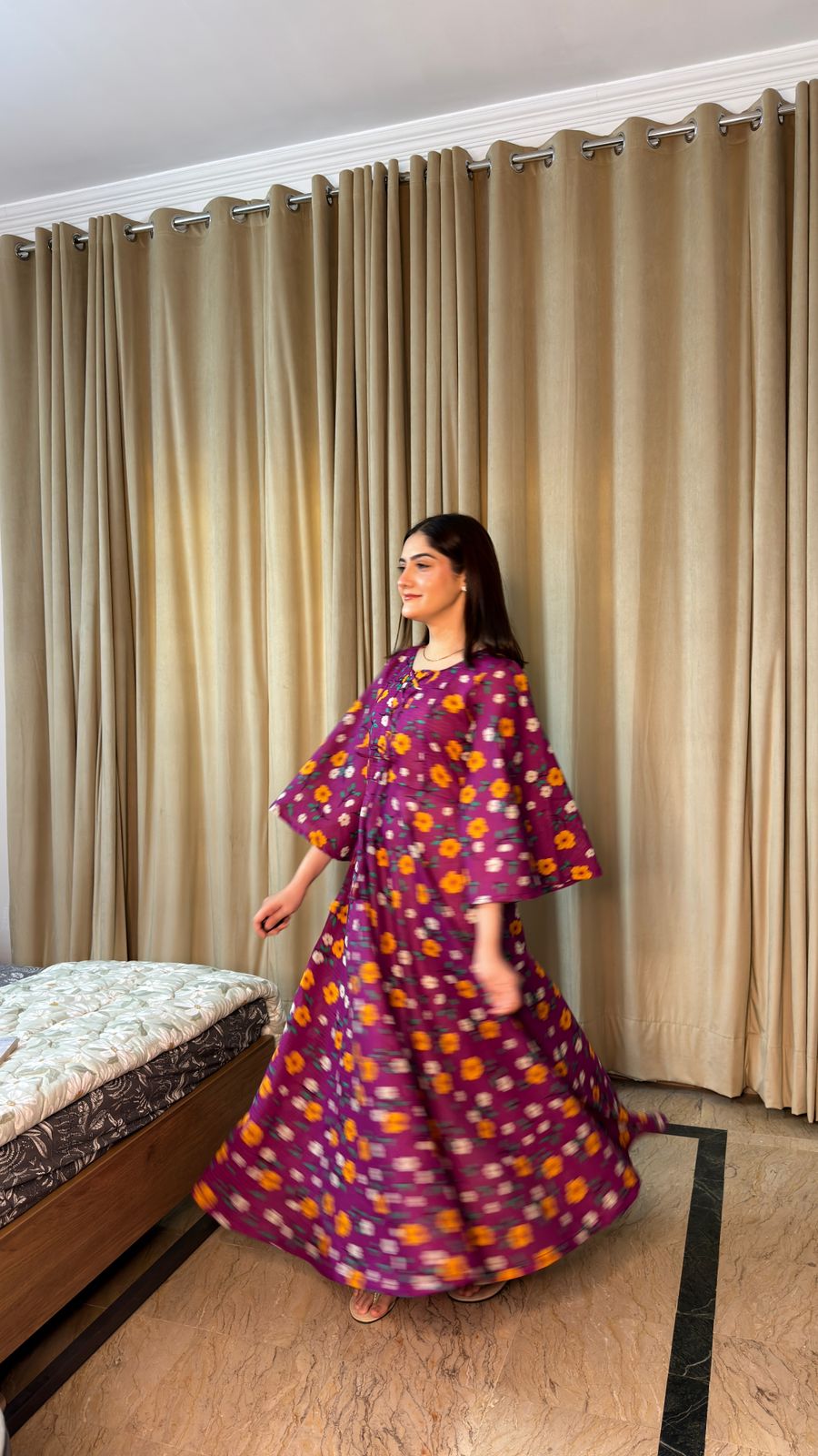 LAWN-Deep Purple Floral Dress - Image 3