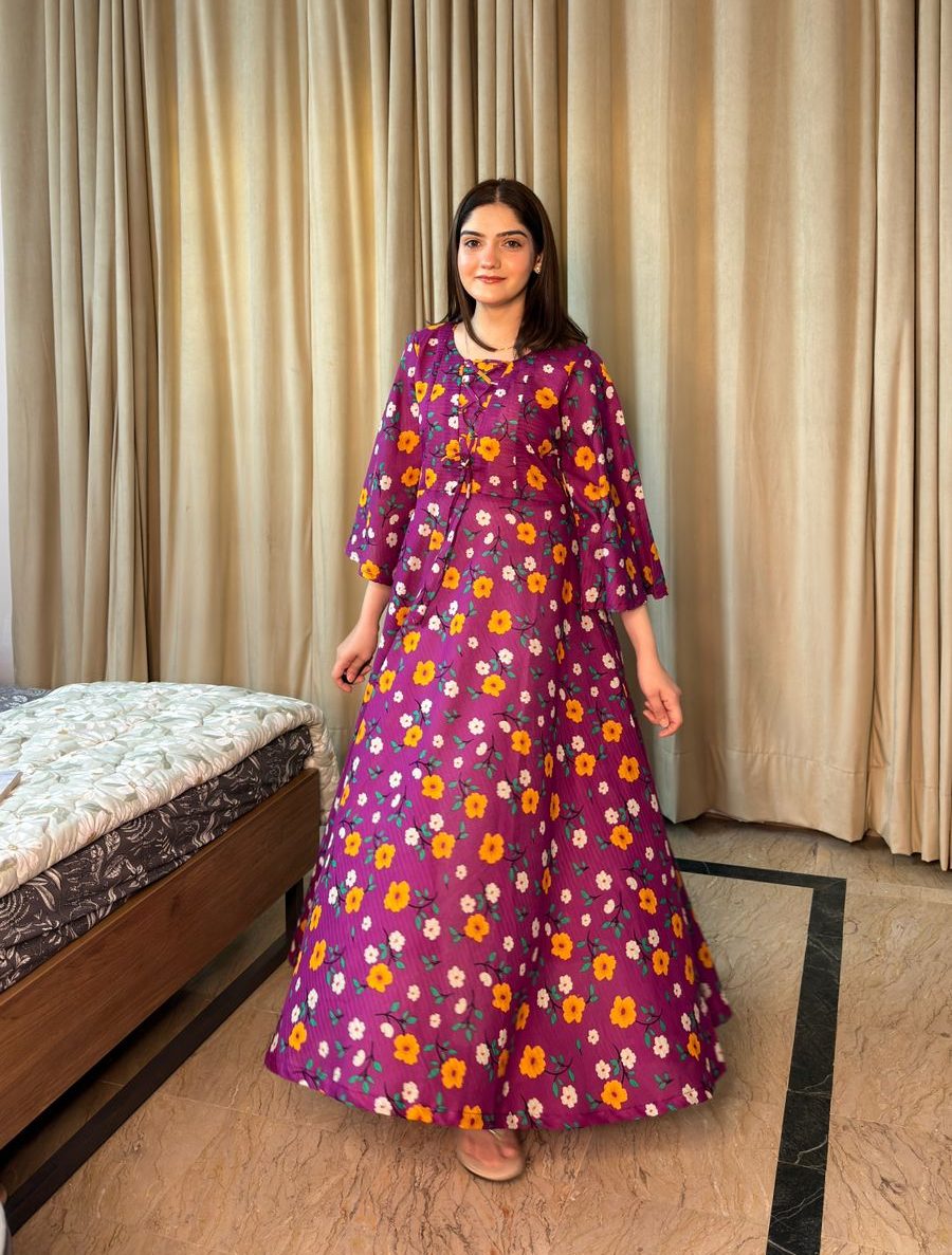 LAWN-Deep Purple Floral Dress