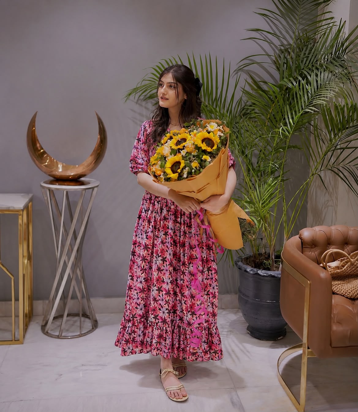 Lawn-Pink Floral Dress - Image 4