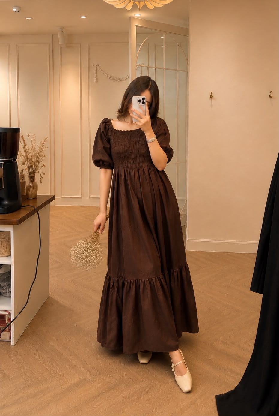 Cotton Lawn- Brown Smock Dress - Image 5