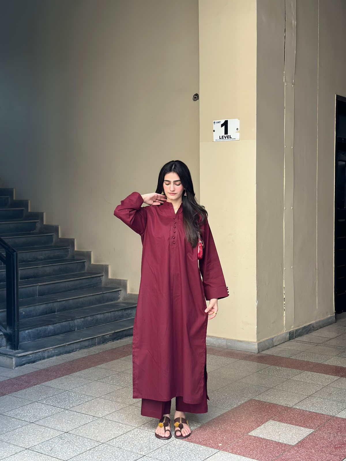 Cotton -Maroon Classic Coord Set. - Image 4