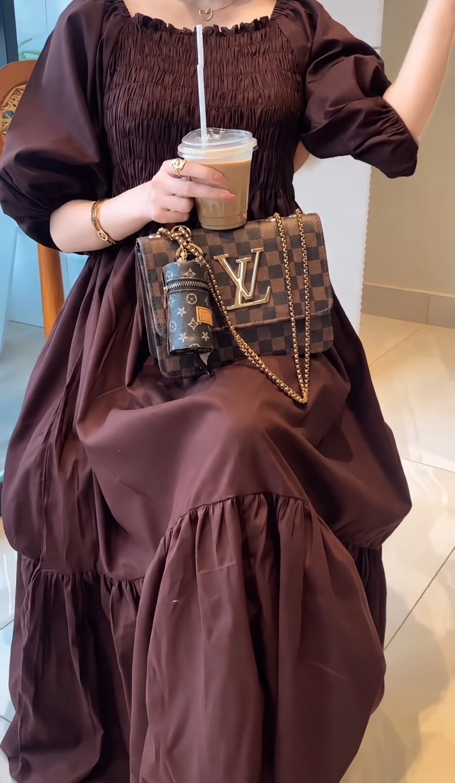 Cotton Lawn- Brown Smock Dress - Image 4