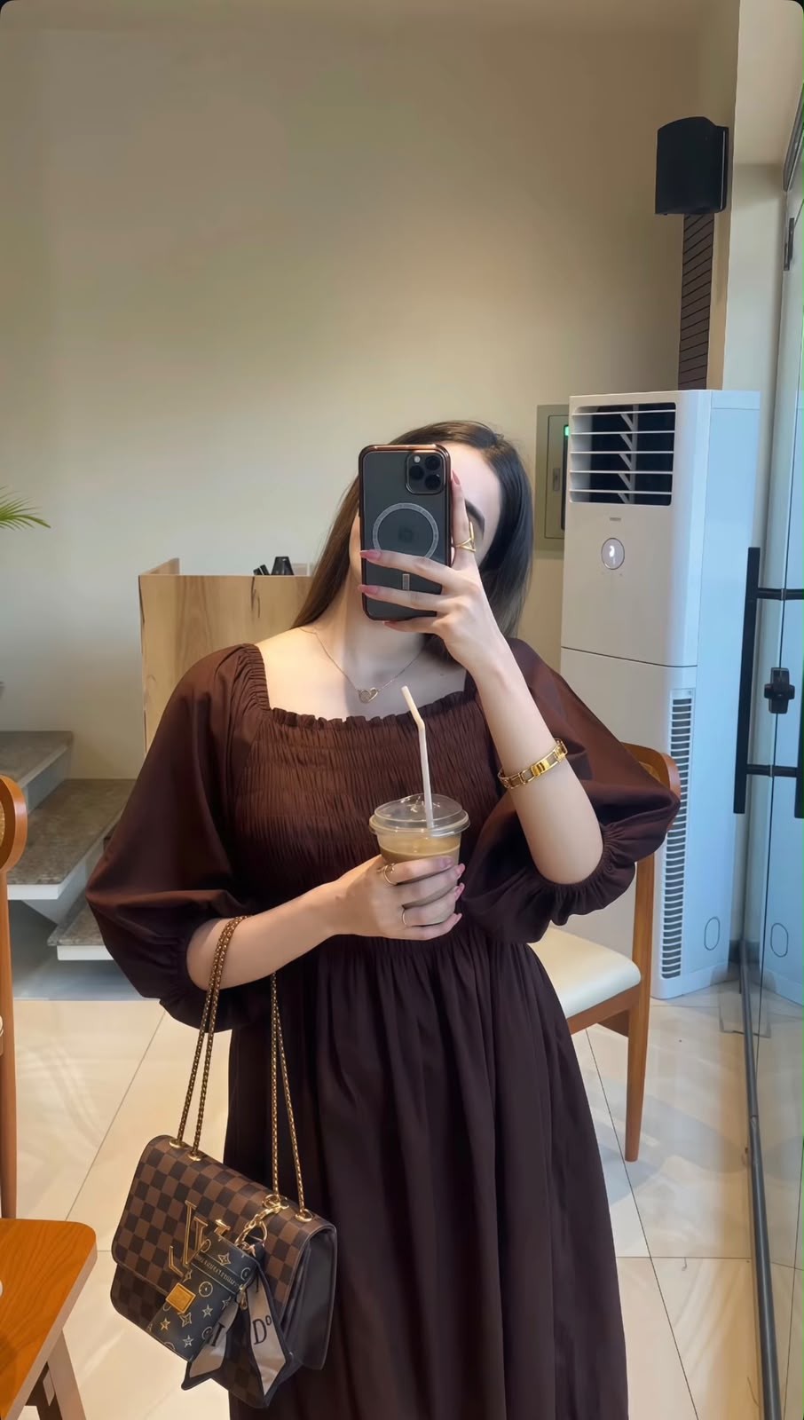 Cotton Lawn- Brown Smock Dress - Image 3
