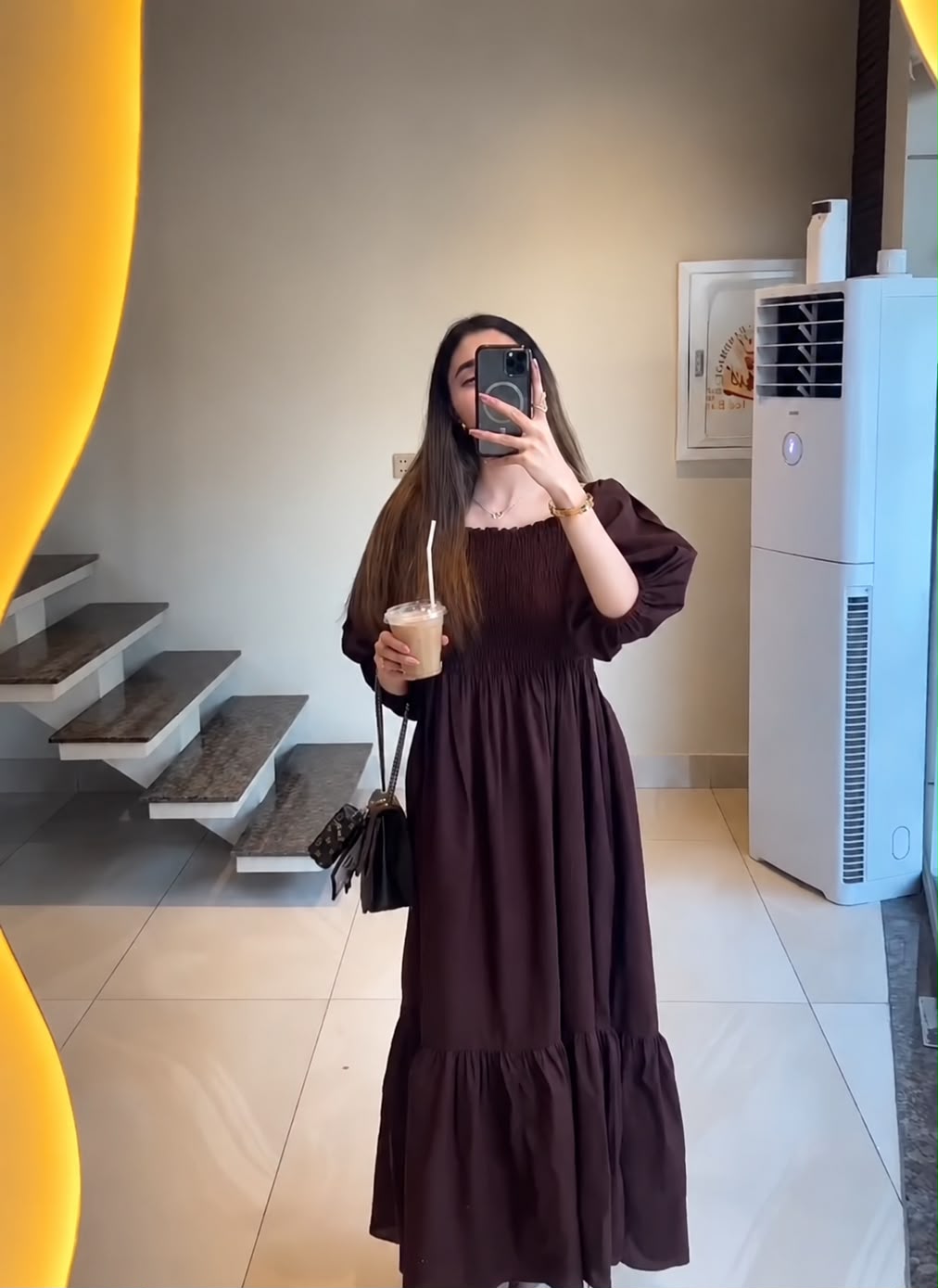 Cotton Lawn- Brown Smock Dress