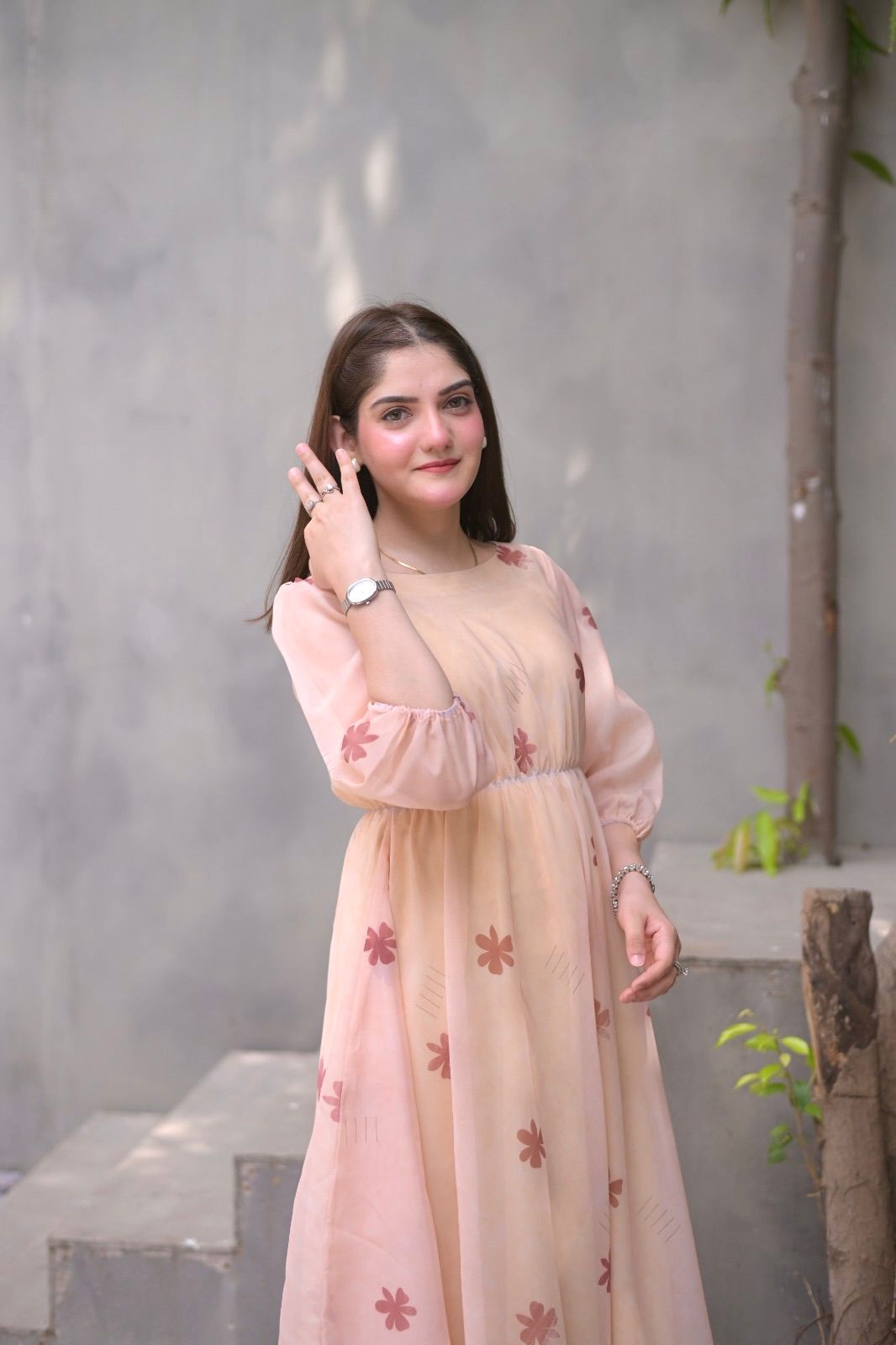 Beige Floral dress - Image 2