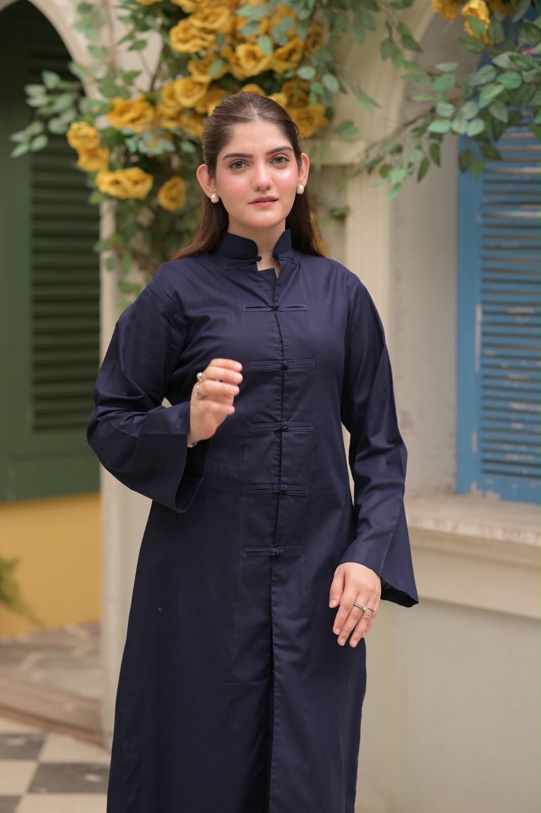 Cotton Lawn-Navy Blue Coord Set - Image 2