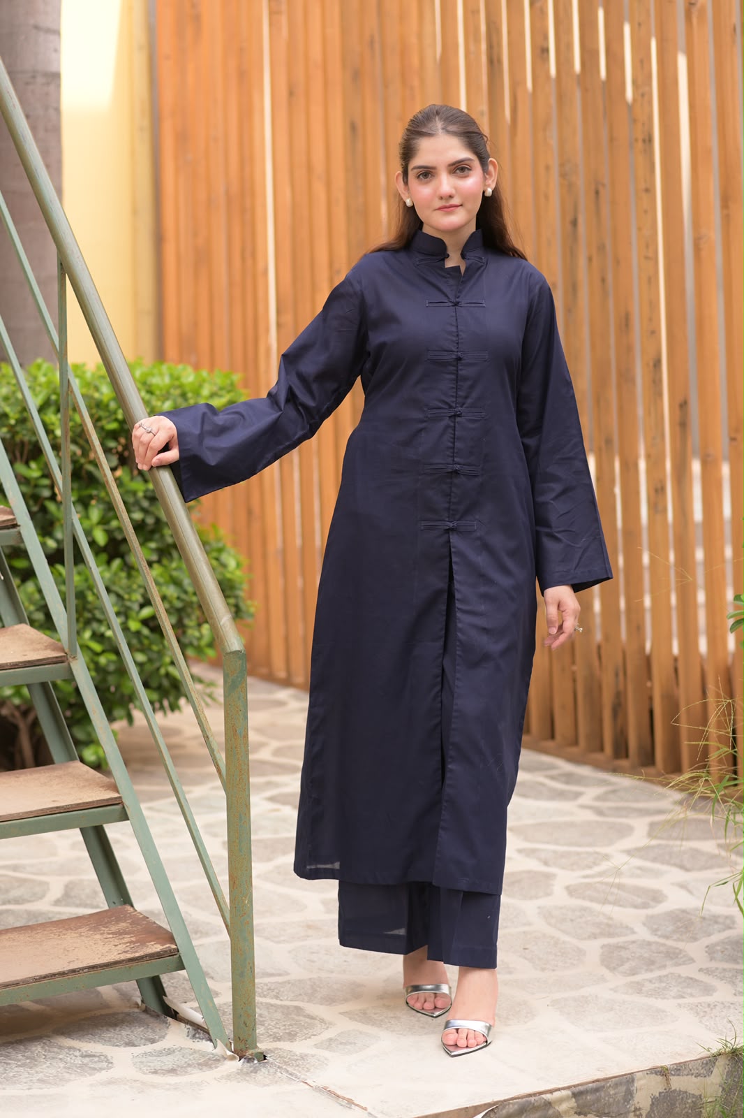 Cotton Lawn-Navy Blue Coord Set