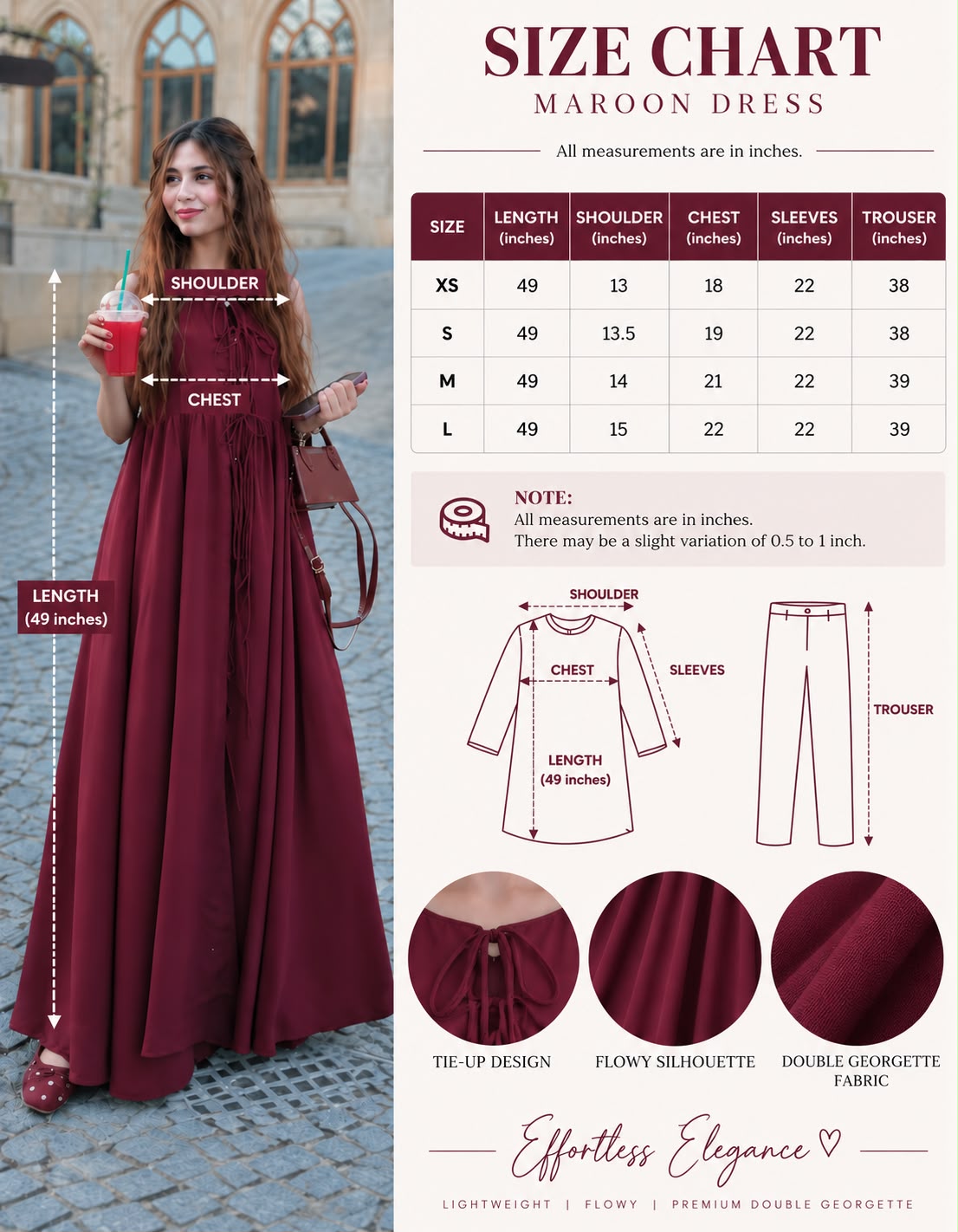 Burgundy Maroon Flowy Dress (delivery in 10-14 days) - Image 9