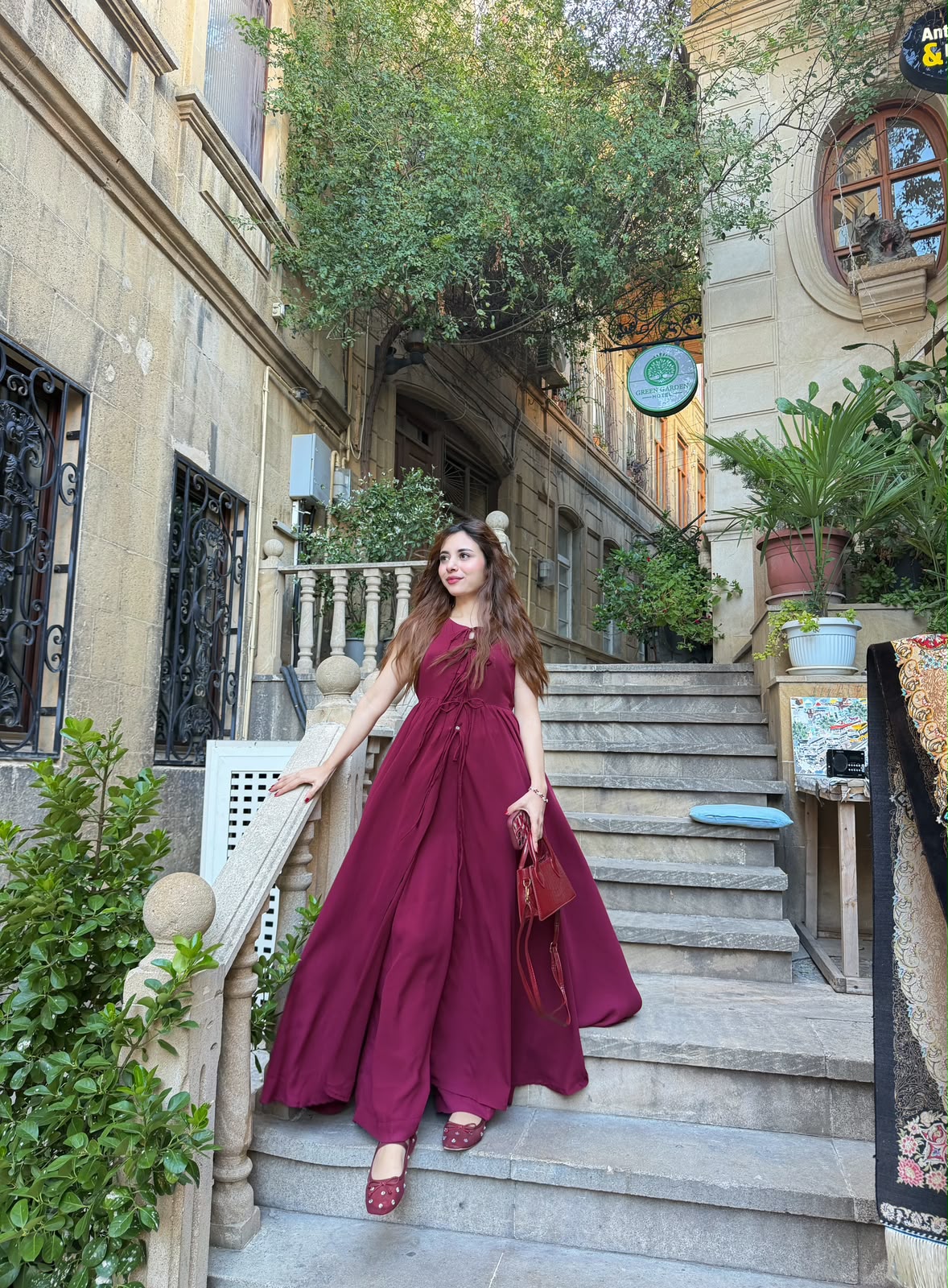Burgundy Maroon Flowy Dress (delivery in 10-14 days) - Image 6