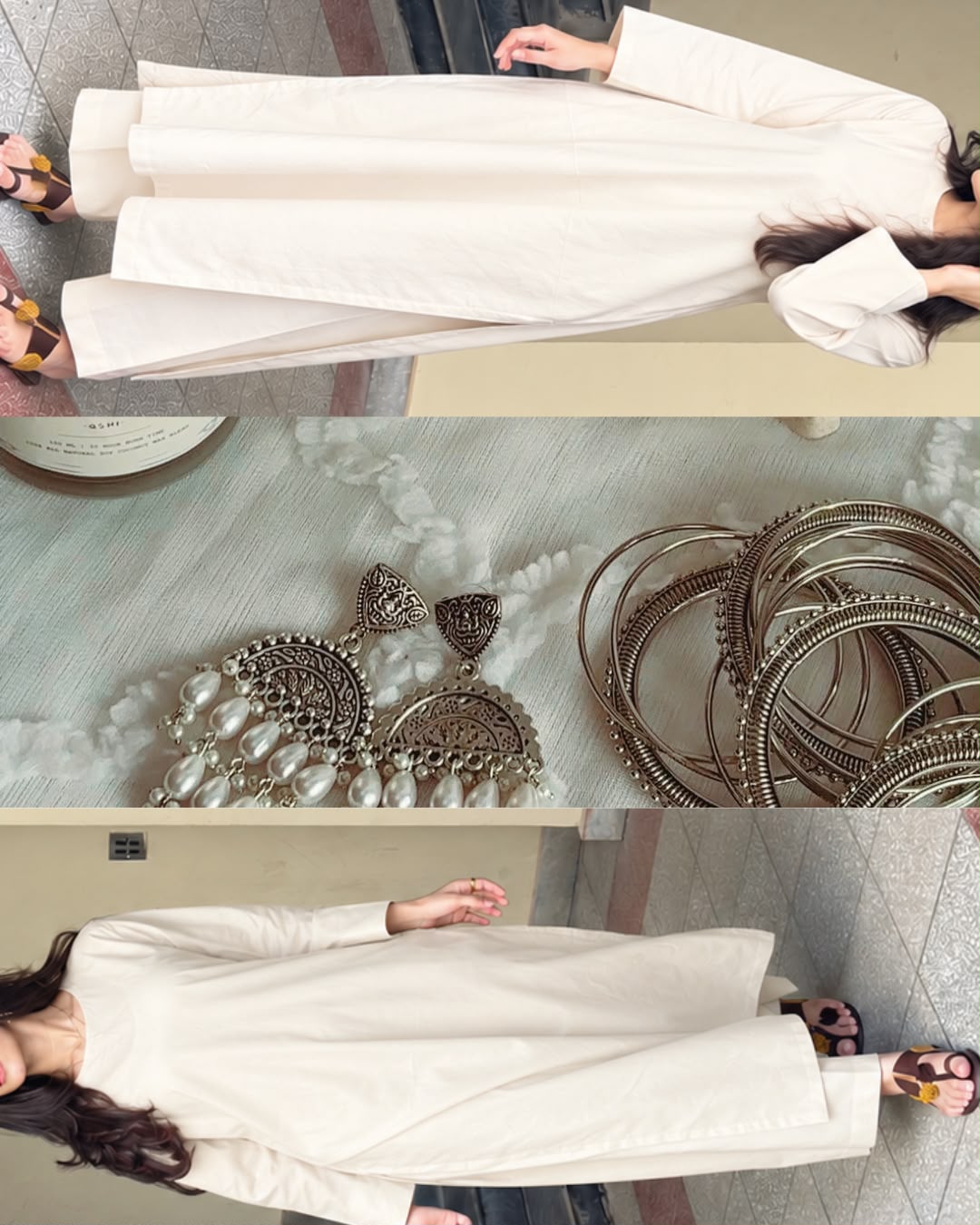 Khaddar- Offwhite Cream Classic Coord Set - Image 5
